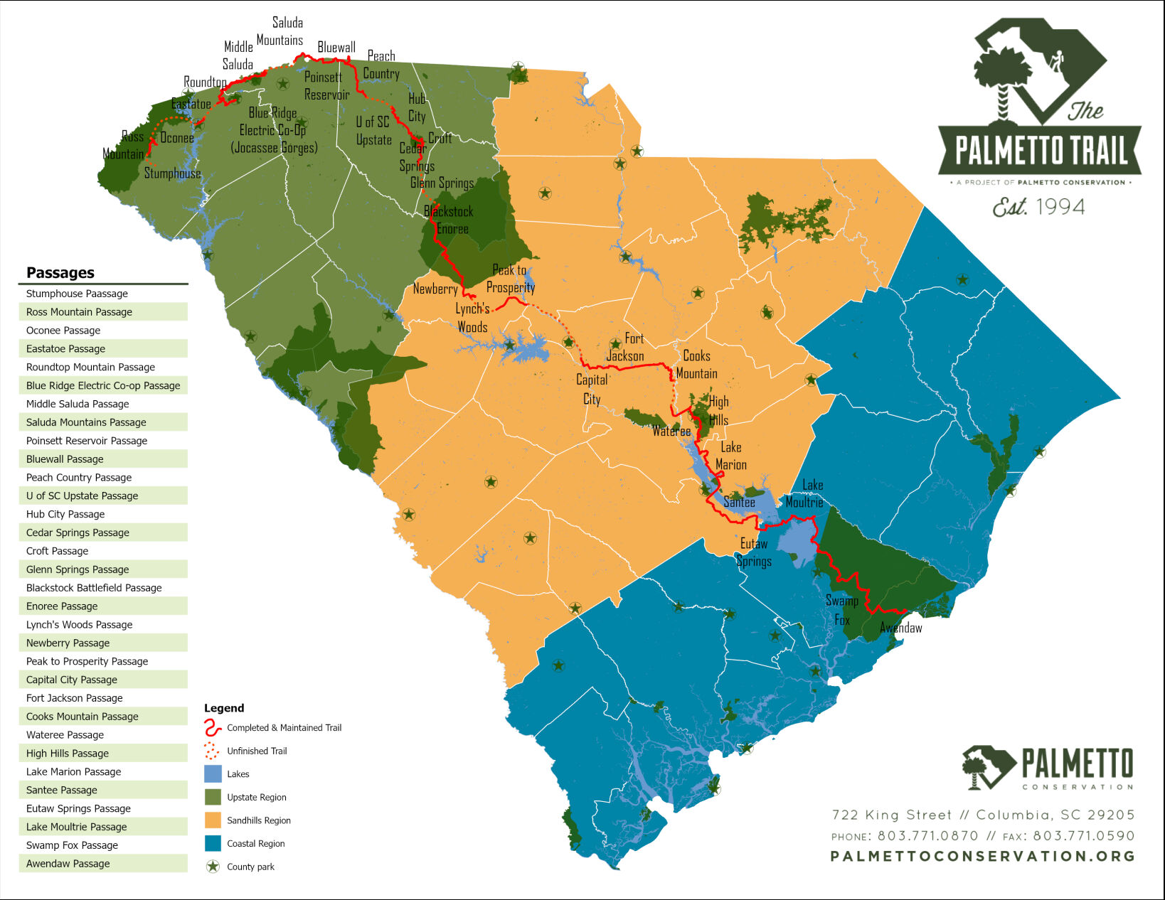 Palmetto Trail State Map 2022